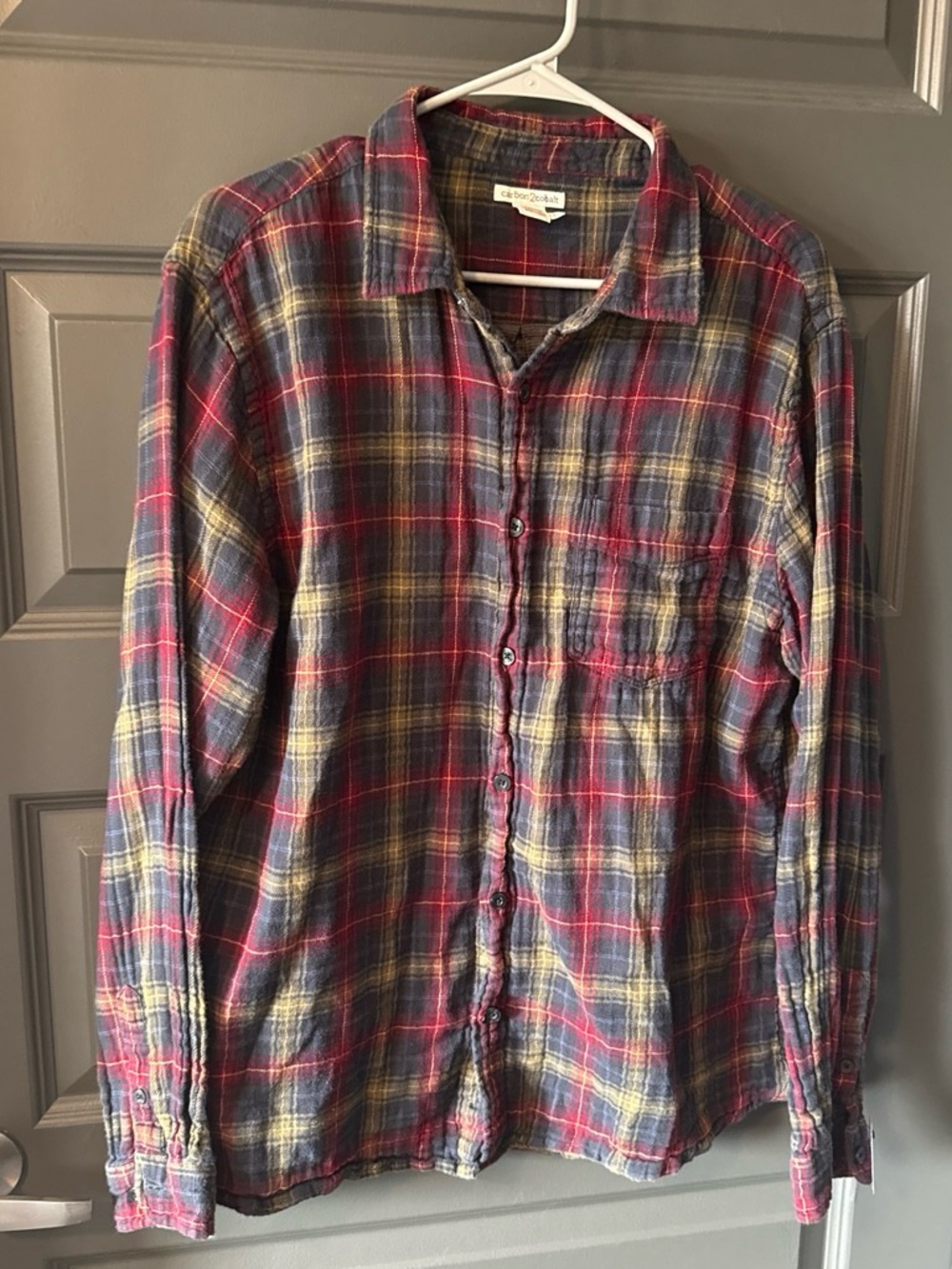 Carbon 2 Cobalt Plaid Long Sleeve Button-Down Flannel Shirt L